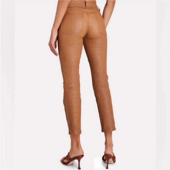 FRAME “Le High Straight” Cropped Lamb Leather Pants In Latte Size 25 EUC! - Picture 6 of 14